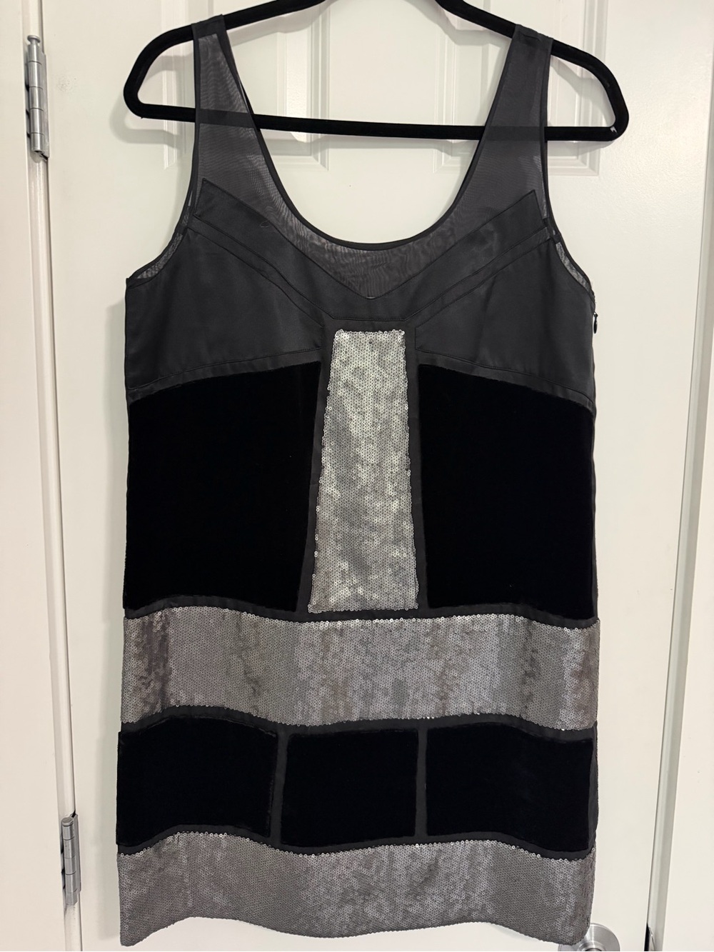 Diane Von Furstenberg Black and Silver Sequin Tank Dress